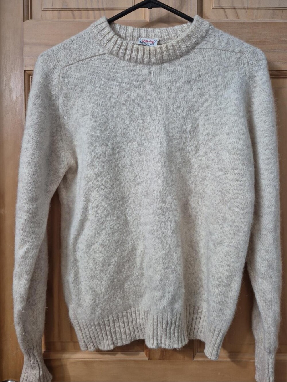 Vintage St. Michael Shetland Wool Blend Sweater Made in Britain Cream Beige Size